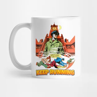 Keep Running Midnight Comic Style vs Bullets Balow Retro Vintage Comic Mug